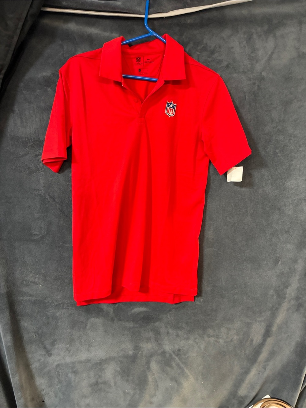 NFL NIKE Bright Red Short-Sleeve Polo with Shield Patch